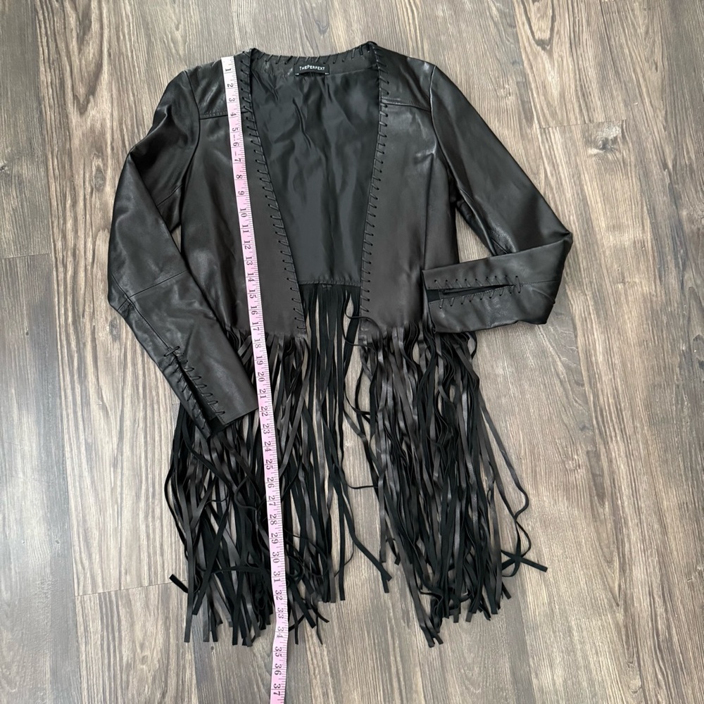 ThePerfext Christy Fringe Trim Accent Western Genuine Leather Jacket - Picture 16 of 16
